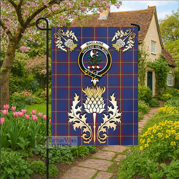 MacLaine (McLaine) Tartan Garden Flag with Golden Regal Scottish Thistle Emblem - Tartan Vibes Clothing
