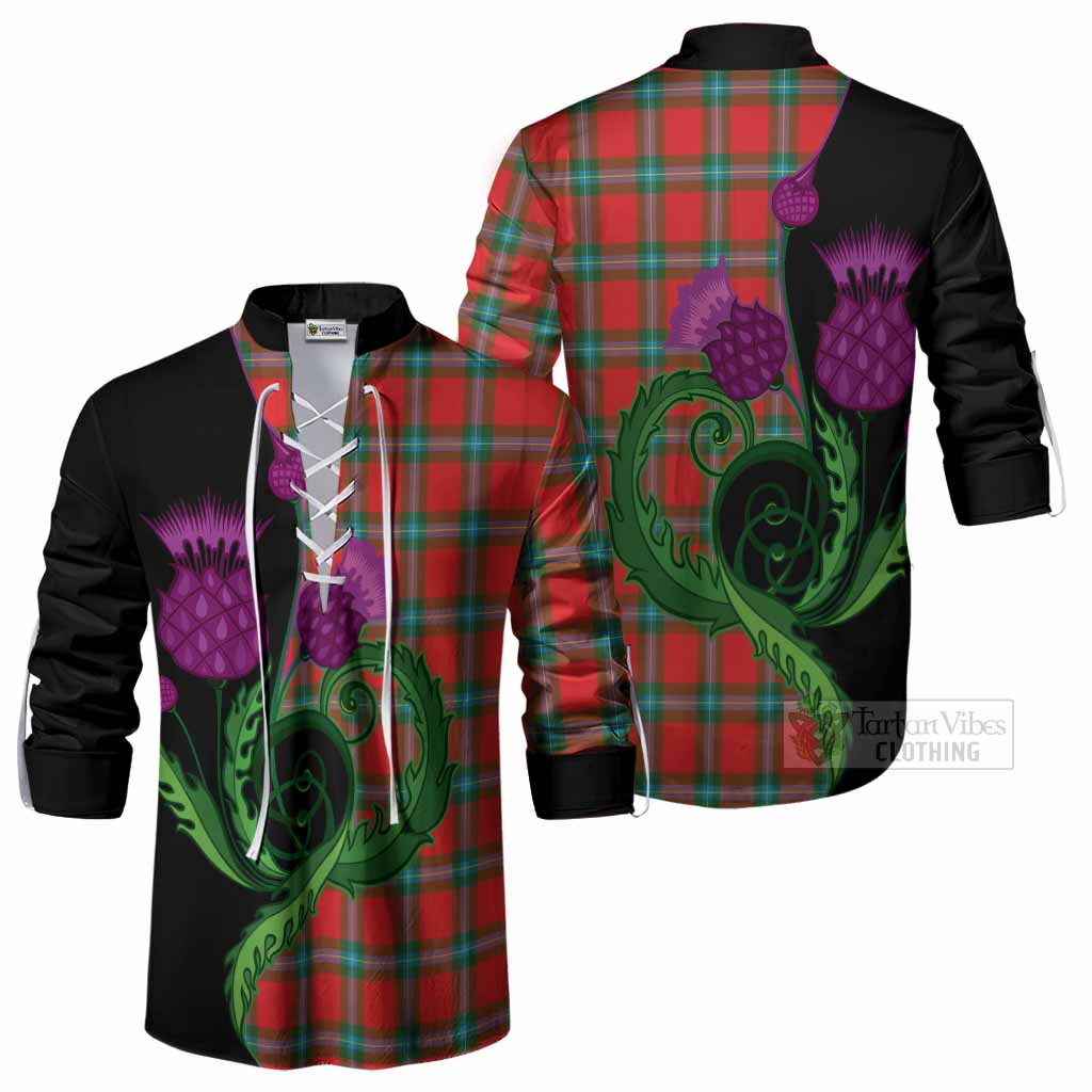 MacLaine (McLaine) Tartan Ghillie Shirt Traditional Scottish Thistle