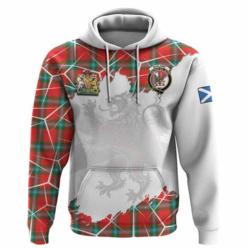MacLaine (McLaine) Tartan Hoodie with Family Crest and Lion Rampant Grunge Style
