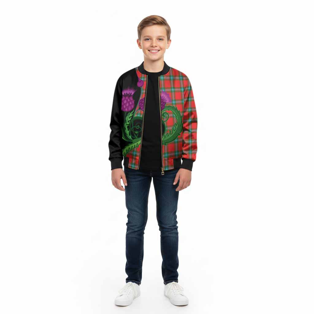 MacLaine (McLaine) Tartan Kid Bomber Jacket Traditional Scottish Thistle
