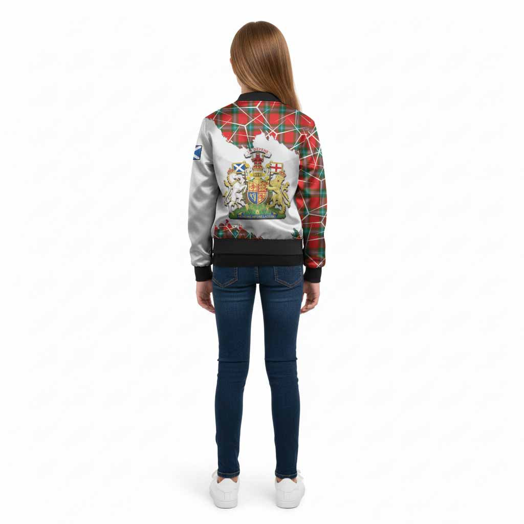 MacLaine (McLaine) Tartan Kid Bomber Jacket with Family Crest and Lion Rampant Grunge Style