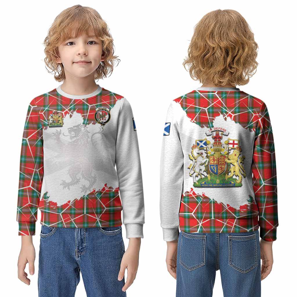 MacLaine (McLaine) Tartan Kid Knitted Sweatshirt with Family Crest and Lion Rampant Grunge Style