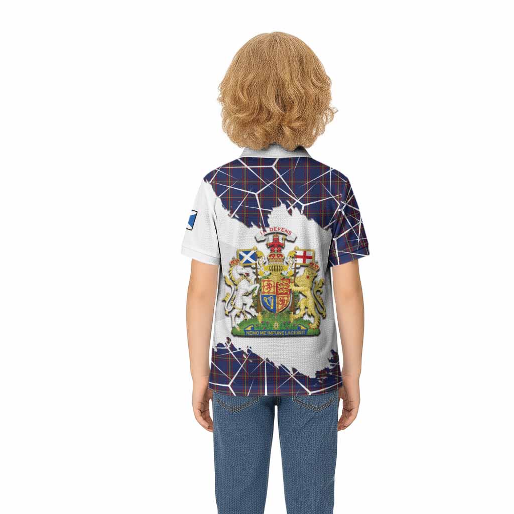 MacLaine (McLaine) Tartan Kid Polo Shirt with Family Crest and Lion Rampant Grunge Style