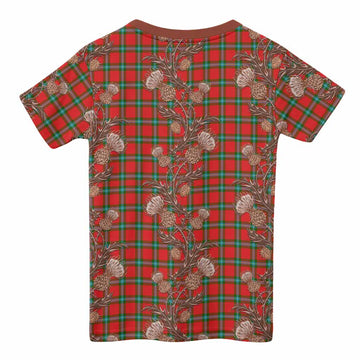 MacLaine (McLaine) Tartan Kid T-shirt Seamless Scottish Thistle Flowers