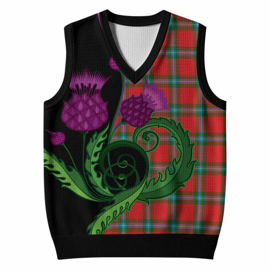 MacLaine (McLaine) Tartan Knitted V-Neck Vest Traditional Scottish Thistle