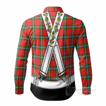 MacLaine (McLaine) Tartan Lederhosen Costume Long Sleeve Button Shirts Scotland Thistle Floral