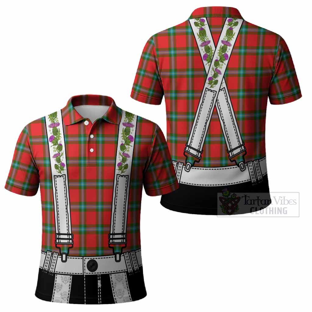 MacLaine (McLaine) Tartan Lederhosen Costume Polo Shirt Scotland Thistle Floral