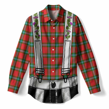 MacLaine (McLaine) Tartan Lederhosen Costume Women Casual Shirt Scotland Thistle Floral
