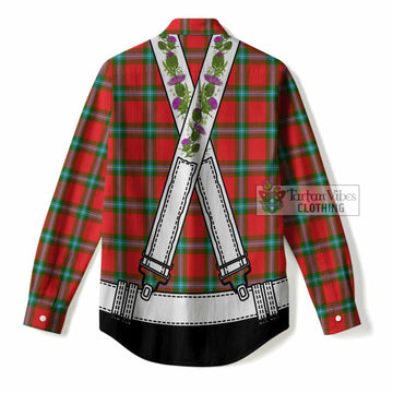 MacLaine (McLaine) Tartan Lederhosen Costume Women Casual Shirt Scotland Thistle Floral