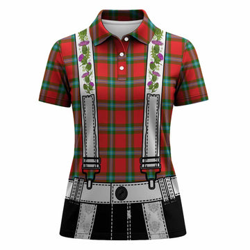 MacLaine (McLaine) Tartan Lederhosen Costume Women Polo Shirt Scotland Thistle Floral