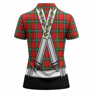 MacLaine (McLaine) Tartan Lederhosen Costume Women Polo Shirt Scotland Thistle Floral