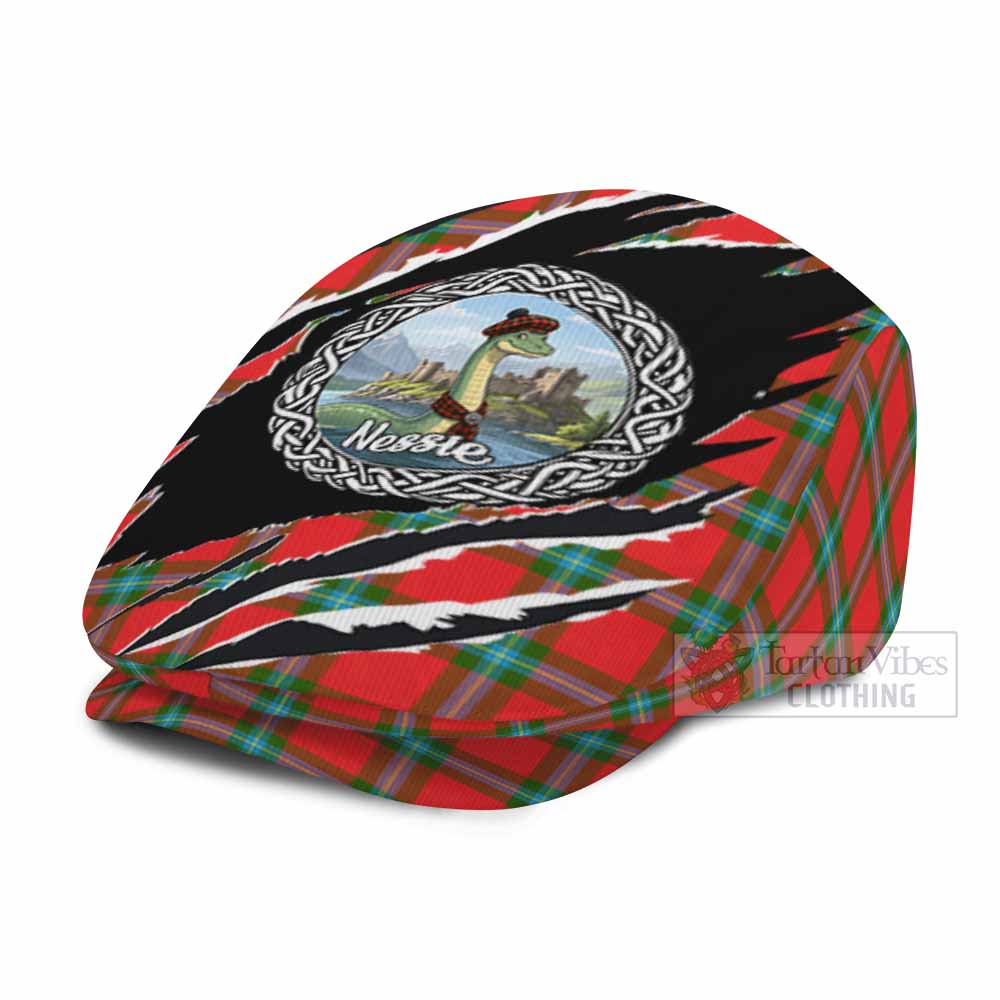 MacLaine (McLaine) Tartan Loch Ness Monster Flat Cap, Jeff Cap Celtic Knot Nessie Art