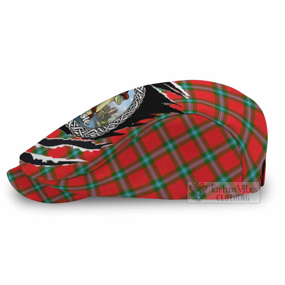 MacLaine (McLaine) Tartan Loch Ness Monster Flat Cap, Jeff Cap Celtic Knot Nessie Art
