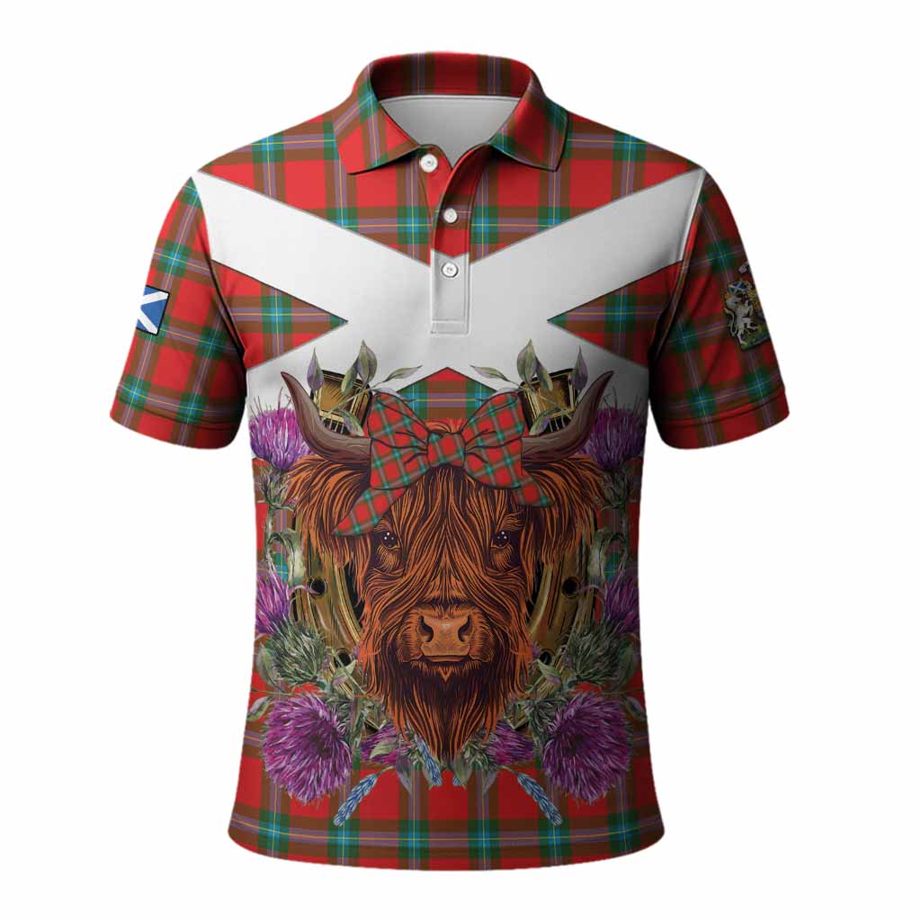 MacLaine (McLaine) Tartan Polo Shirt Scottish Thistle Heilan Coo