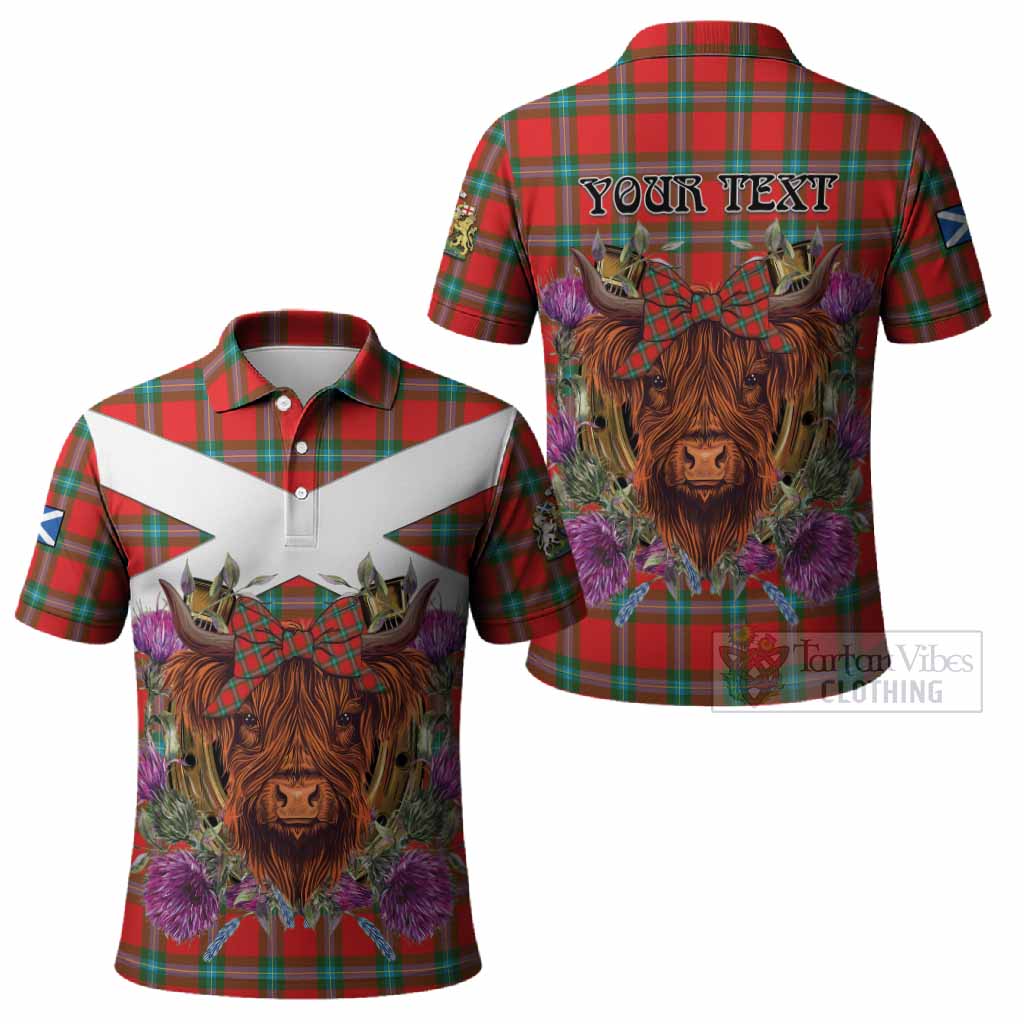 MacLaine (McLaine) Tartan Polo Shirt Scottish Thistle Heilan Coo