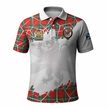 MacLaine (McLaine) Tartan Polo Shirt with Family Crest and Lion Rampant Grunge Style