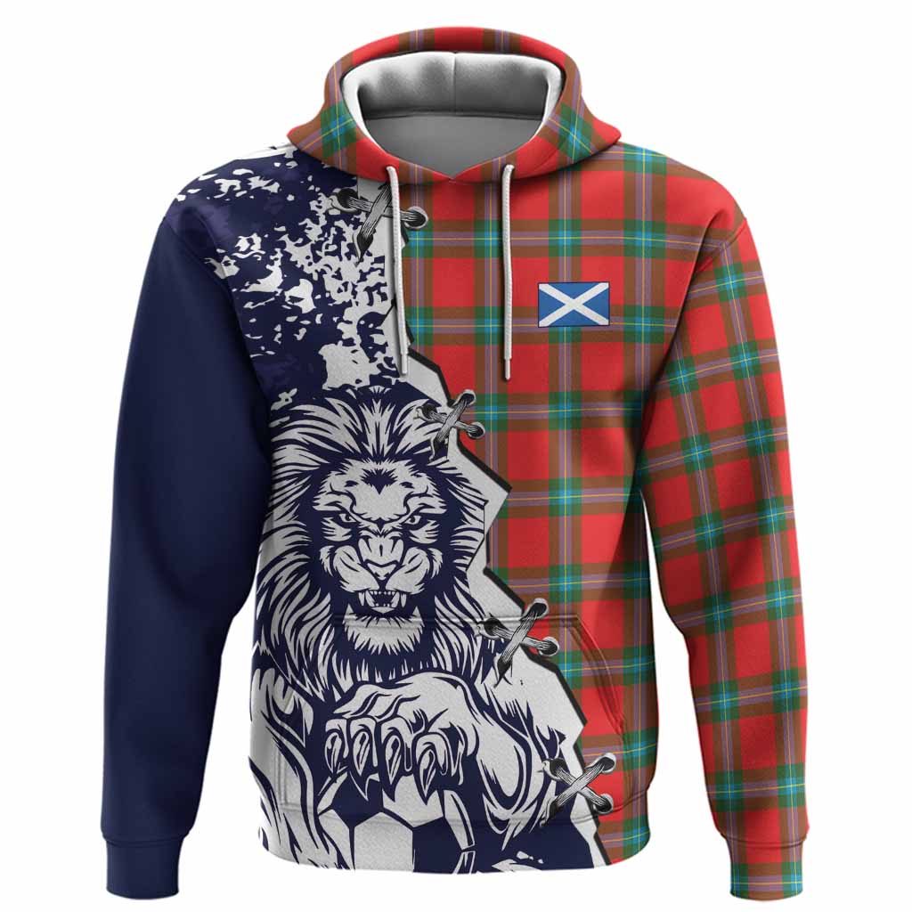 MacLaine (McLaine) Tartan Scottish Hoodie Angry Lion With Soccer Ball Style