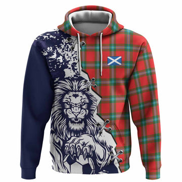 MacLaine (McLaine) Tartan Scottish Hoodie Angry Lion With Soccer Ball Style