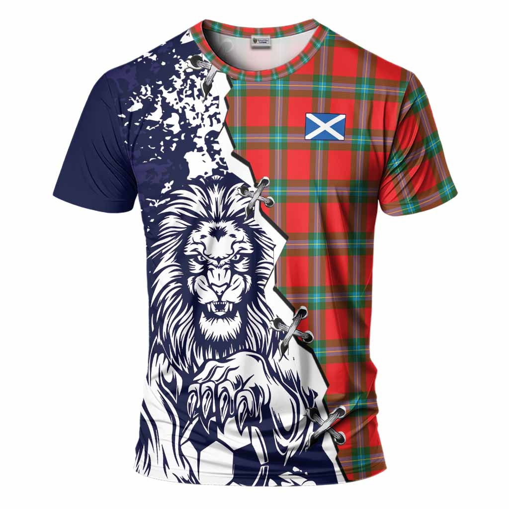 MacLaine (McLaine) Tartan Scottish T-Shirt Angry Lion With Soccer Ball Style