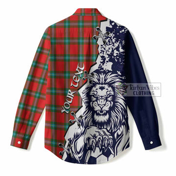 MacLaine (McLaine) Tartan Scottish Women Casual Shirt Angry Lion With Soccer Ball Style