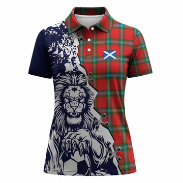 MacLaine (McLaine) Tartan Scottish Women Polo Shirt Angry Lion With Soccer Ball Style