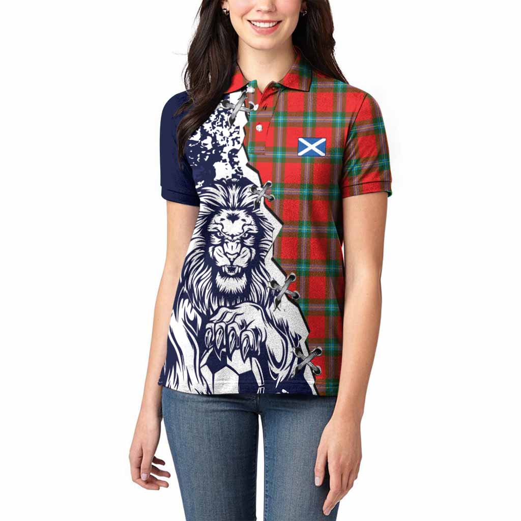 MacLaine (McLaine) Tartan Scottish Women Polo Shirt Angry Lion With Soccer Ball Style