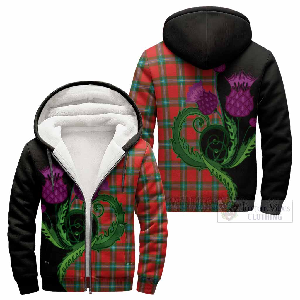 MacLaine (McLaine) Tartan Sherpa Hoodie Traditional Scottish Thistle
