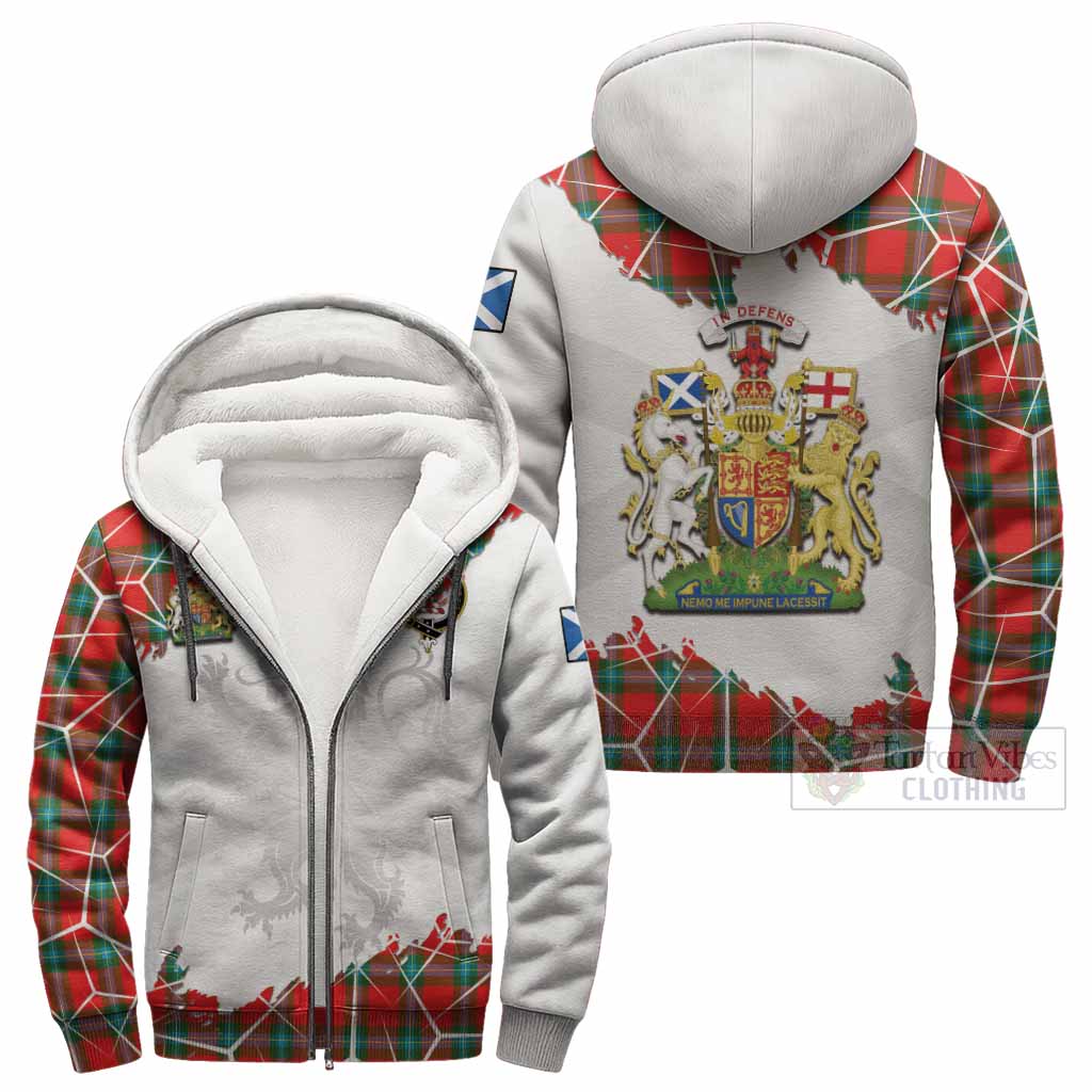 MacLaine (McLaine) Tartan Sherpa Hoodie with Family Crest and Lion Rampant Grunge Style