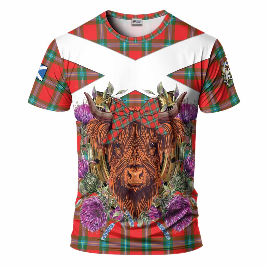 MacLaine (McLaine) Tartan T-Shirt Scottish Thistle Heilan Coo