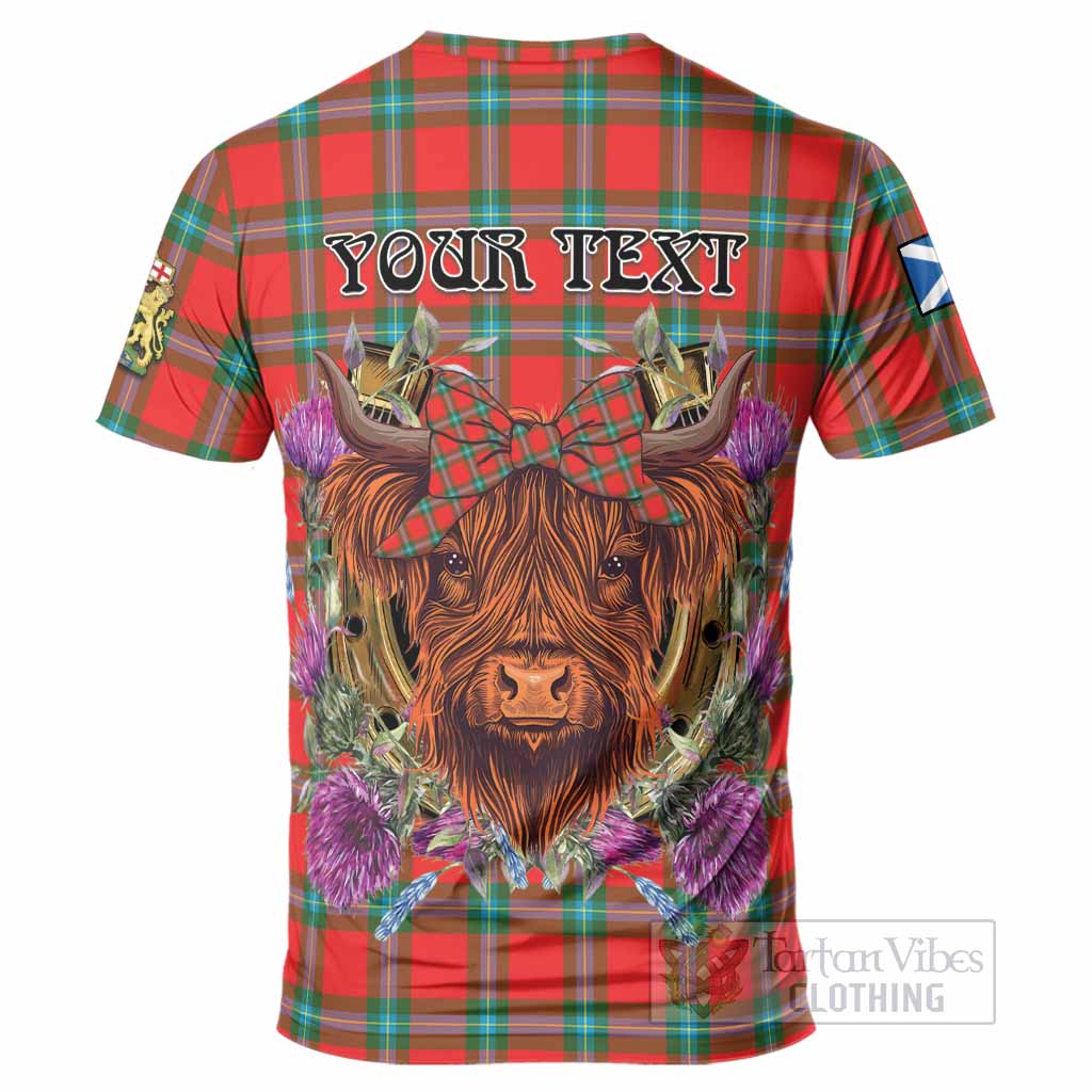 MacLaine (McLaine) Tartan T-Shirt Scottish Thistle Heilan Coo