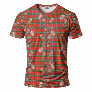 MacLaine (McLaine) Tartan T-Shirt Seamless Scottish Thistle Flowers