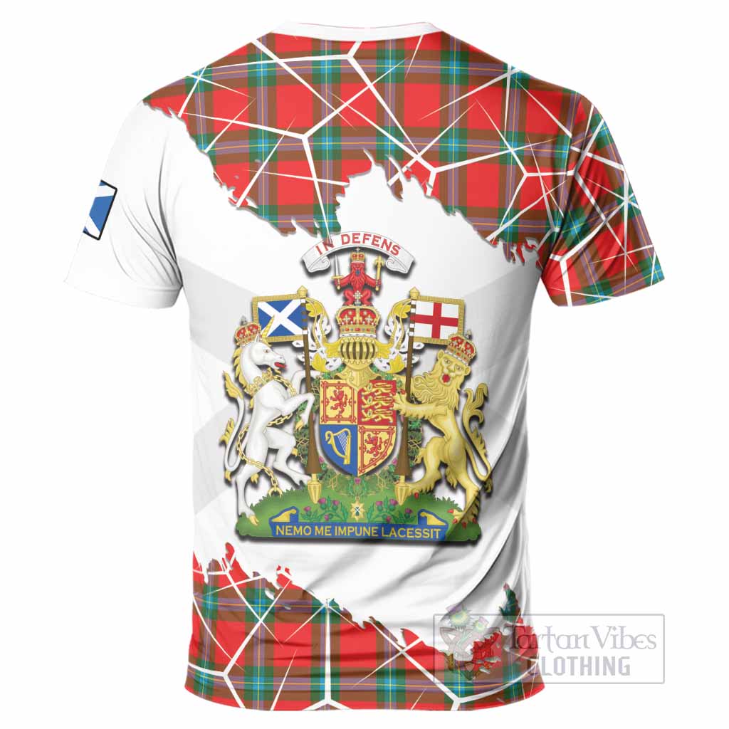 MacLaine (McLaine) Tartan T-Shirt with Family Crest and Lion Rampant Grunge Style