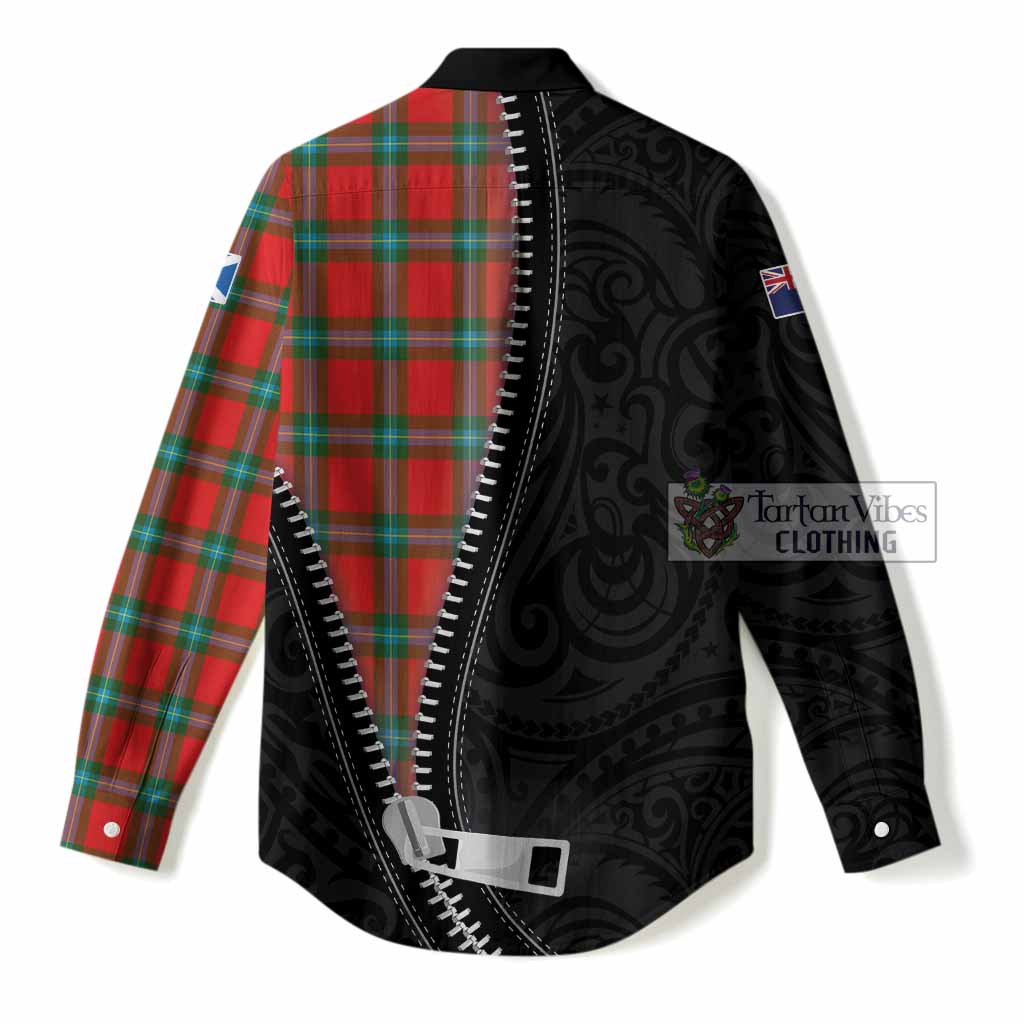 MacLaine (McLaine) Tartan Women Casual Shirt New Zealand Pattern Unique Zipper Stylized