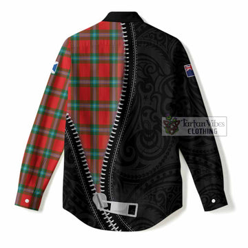 MacLaine (McLaine) Tartan Women Casual Shirt New Zealand Pattern Unique Zipper Stylized