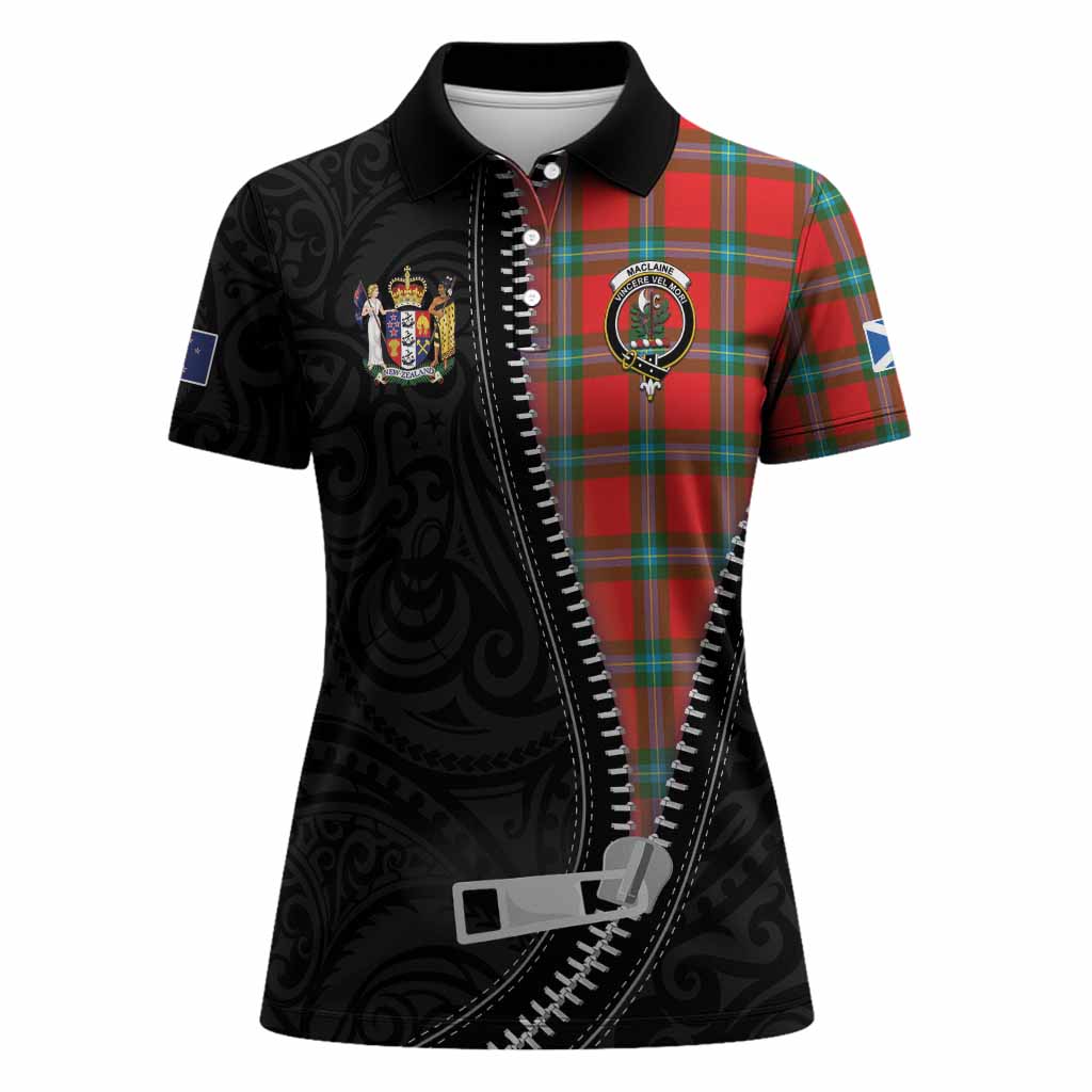 MacLaine (McLaine) Tartan Women Polo Shirt New Zealand Pattern Unique Zipper Stylized