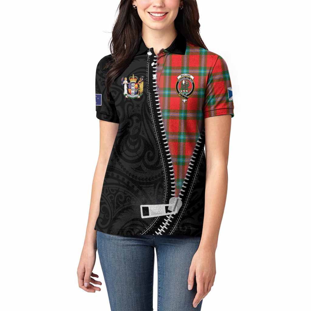 MacLaine (McLaine) Tartan Women Polo Shirt New Zealand Pattern Unique Zipper Stylized