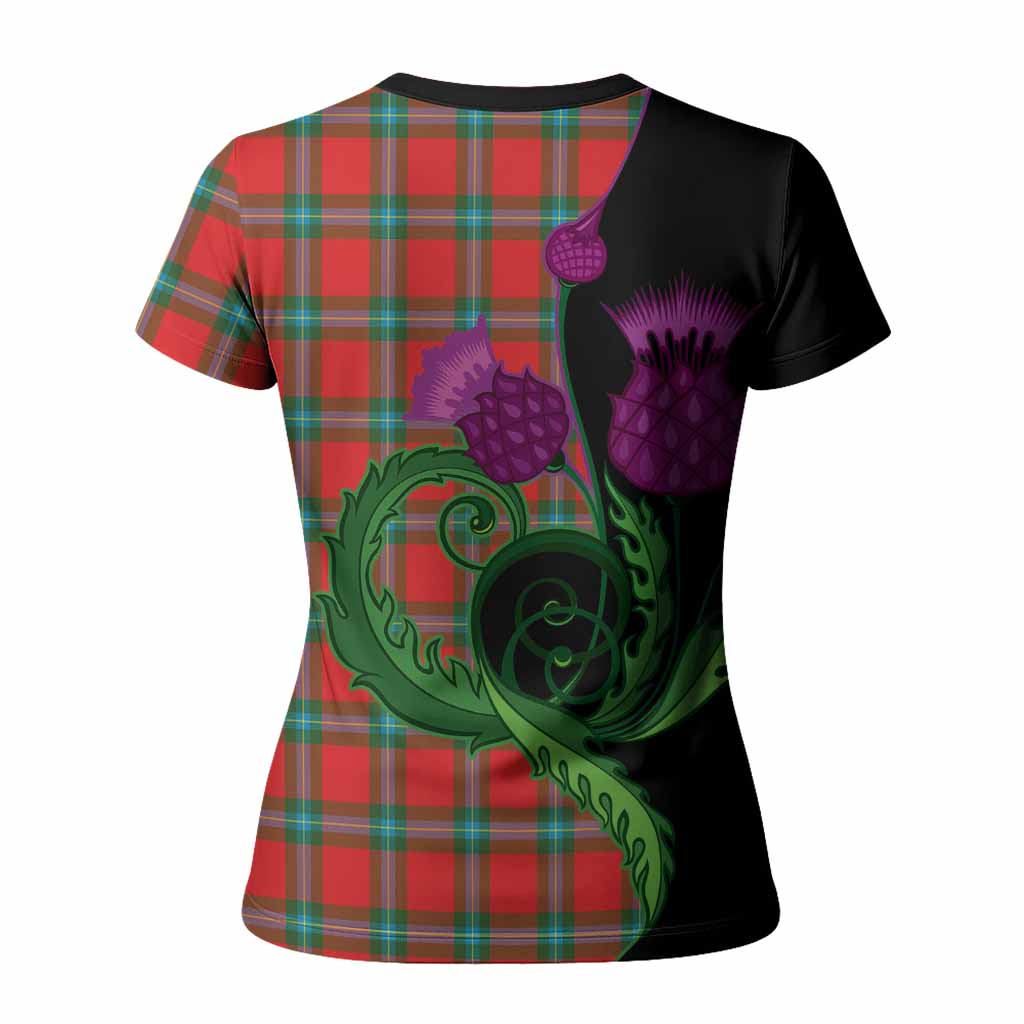 MacLaine (McLaine) Tartan Women T shirt Traditional Scottish Thistle