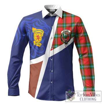 MacLaine (McLaine) The Scottish Football Crest Long Sleeve Button Shirts Lion-Tartan Army