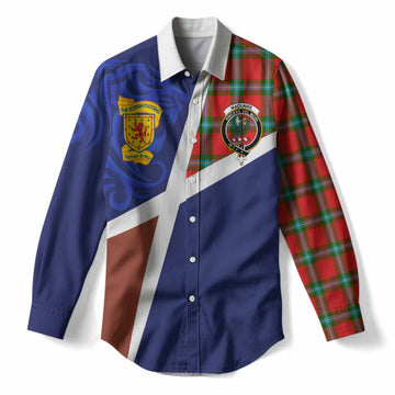 MacLaine (McLaine) The Scottish Football Crest Women Casual Shirt Lion-Tartan Army