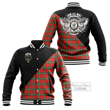 MacLaine (McLaine) Tartan Baseball Jacket with Family Crest and Military Logo Style Unisex - Tartanvibesclothing Shop