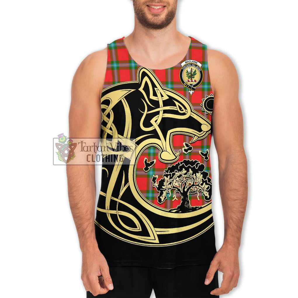MacLaine (McLaine) Tartan Men's Tank Top with Family Crest Celtic Wolf Style Men - Tartan Vibes Clothing