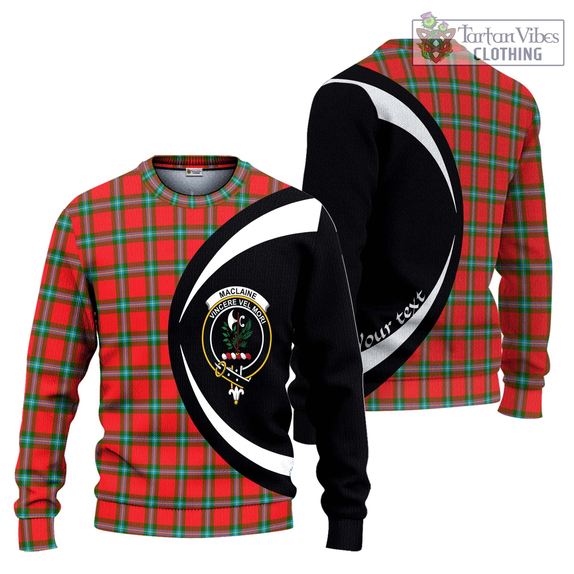 MacLaine (McLaine) Tartan Knitted Sweater with Family Crest Circle Style Unisex - Tartan Vibes Clothing