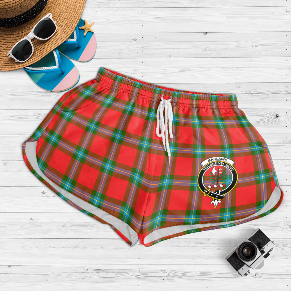 maclaine-of-loch-buie-tartan-womens-shorts-with-family-crest