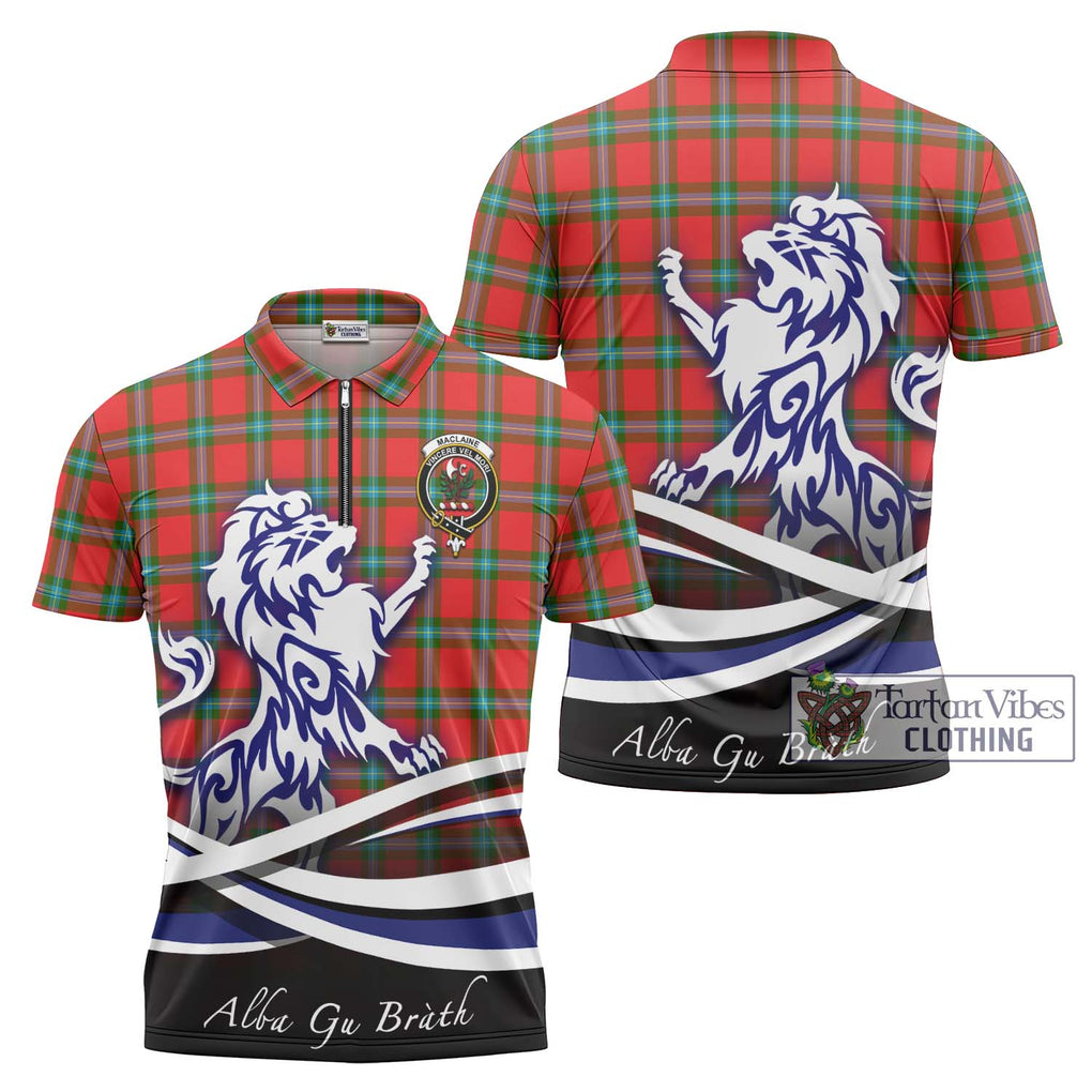 MacLaine (McLaine) Tartan Zipper Polo Shirt with Alba Gu Brath Regal Lion Emblem Unisex - Tartanvibesclothing Shop