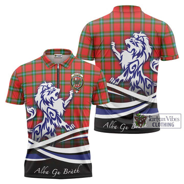 MacLaine (McLaine) Tartan Zipper Polo Shirt with Alba Gu Brath Regal Lion Emblem