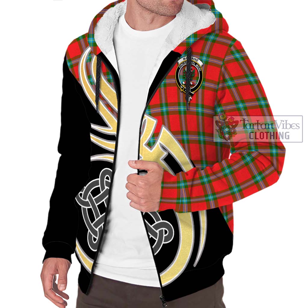 MacLaine (McLaine) Tartan Sherpa Hoodie with Family Crest and Celtic Symbol Style - Tartan Vibes Clothing