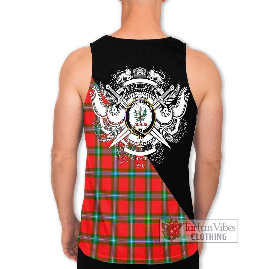 MacLaine (McLaine) Tartan Men's Tank Top with Family Crest and Military Logo Style - Tartanvibesclothing Shop