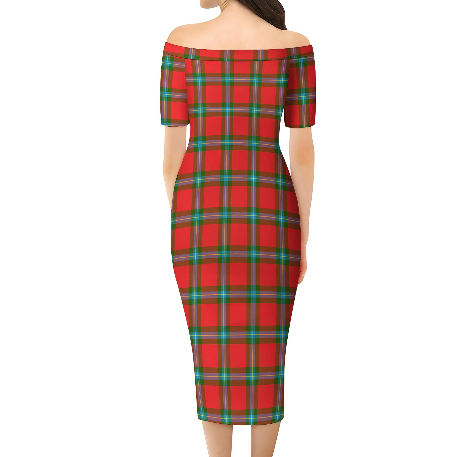 MacLaine of Loch Buie Tartan Off Shoulder Lady Dress - Tartanvibesclothing