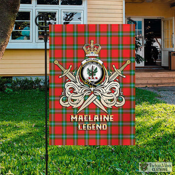 MacLaine (McLaine) Tartan Garden Flag with Clan Crest and the Golden Sword of Courageous Legacy