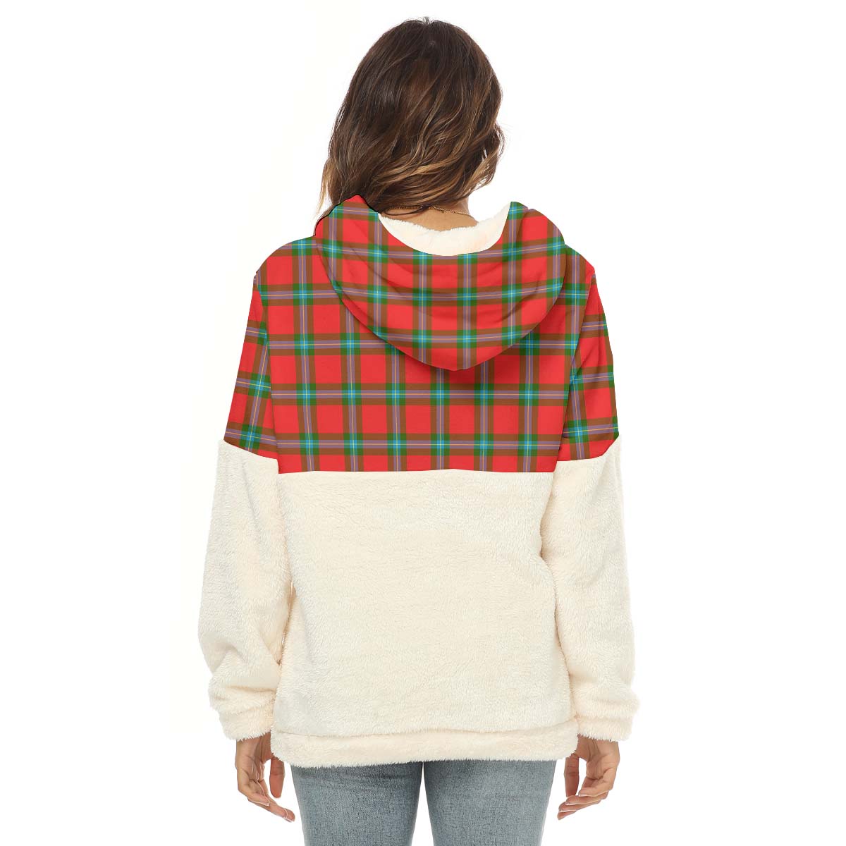 MacLaine (McLaine) Tartan Women's Borg Fleece Hoodie With Half Zip with Family Crest - Tartan Vibes Clothing